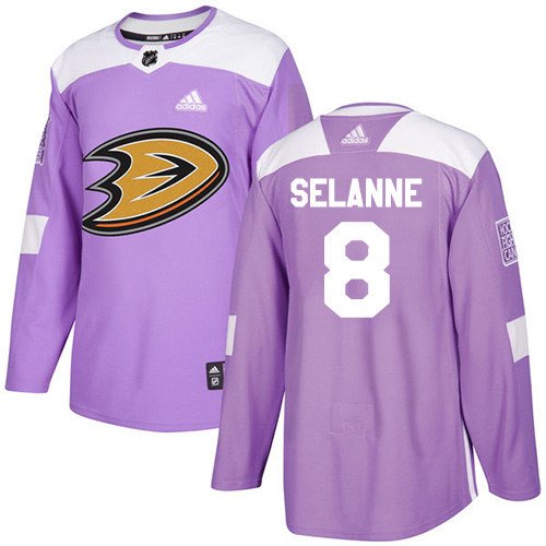 Teemu Selanne Men's Anaheim Ducks Fights Cancer Purple Jersey