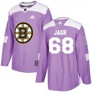 Jaromir Jagr Men's Boston Bruins Fights Cancer Purple Jersey