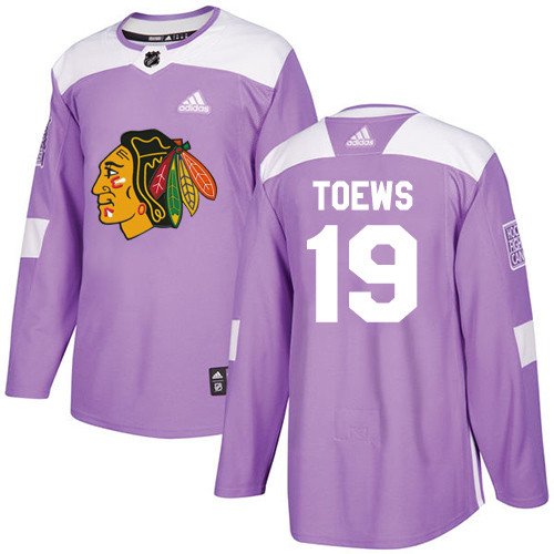 Jonathan Toews Men's Chicago Blackhawks Fights Cancer Purple Jersey
