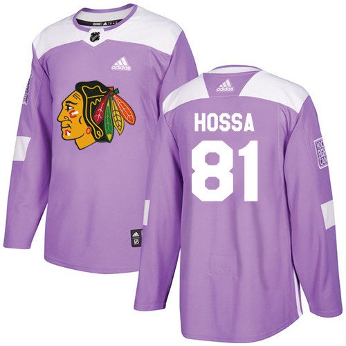 Marian Hossa Men's Chicago Blackhawks Fights Cancer Purple Jersey