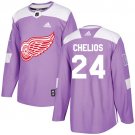 Chris Chelios Men's Detroit Red Wings Fights Cancer Purple Jersey