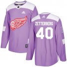 Henrik Zetterberg Men's Detroit Red Wings Fights Cancer Purple Jersey