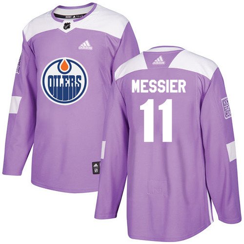 Mark Messier Men's Edmonton Oilers Fights Cancer Purple Jersey