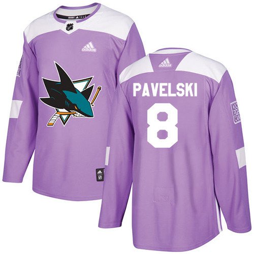 Joe Pavelski Men's San Jose Sharks Fights Cancer Purple Jersey