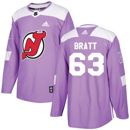 Jesper Bratt Men's New Jersey Devils Fights Cancer Purple Jersey