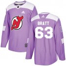 Jesper Bratt Men's New Jersey Devils Fights Cancer Purple Jersey