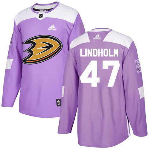 Hampus Lindholm Men's Anaheim Ducks Fights Cancer Purple Jersey