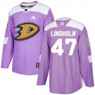 Hampus Lindholm Men's Anaheim Ducks Fights Cancer Purple Jersey