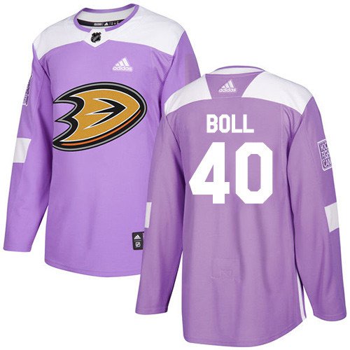 Jared Boll Men's Anaheim Ducks Fights Cancer Purple Jersey