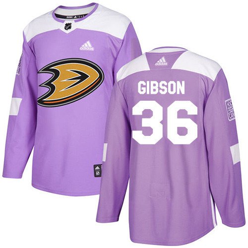 John Gibson Men's Anaheim Ducks Fights Cancer Purple Jersey