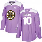 Anders Bjork Men's Boston Bruins Fights Cancer Purple Jersey