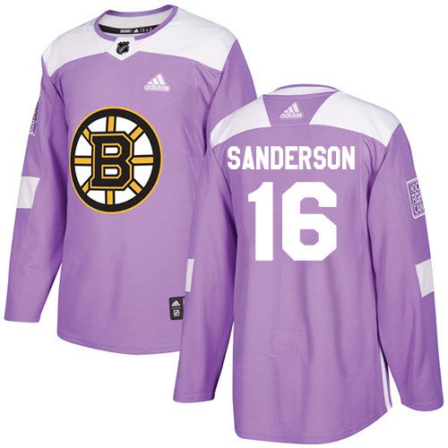 Derek Sanderson Men's Boston Bruins Fights Cancer Purple Jersey