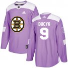 Johnny Bucyk Men's Boston Bruins Fights Cancer Purple Jersey