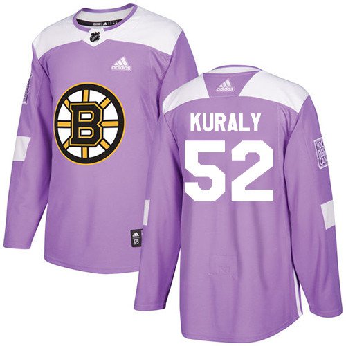 Sean Kuraly Men's Boston Bruins Fights Cancer Purple Jersey