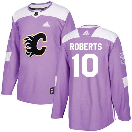 Gary Roberts Men's Calgary Flames Fights Cancer Purple Jersey
