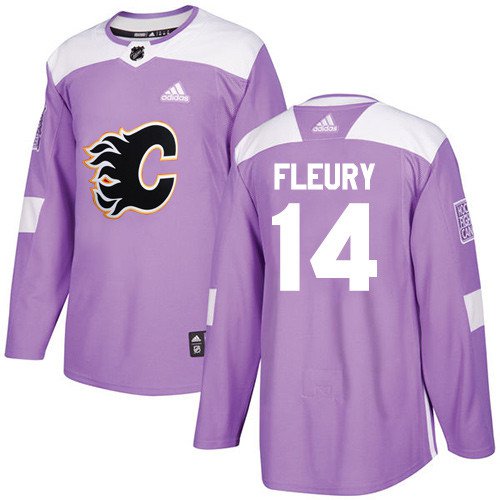 Theoren Fleury Men's Calgary Flames Fights Cancer Purple Jersey