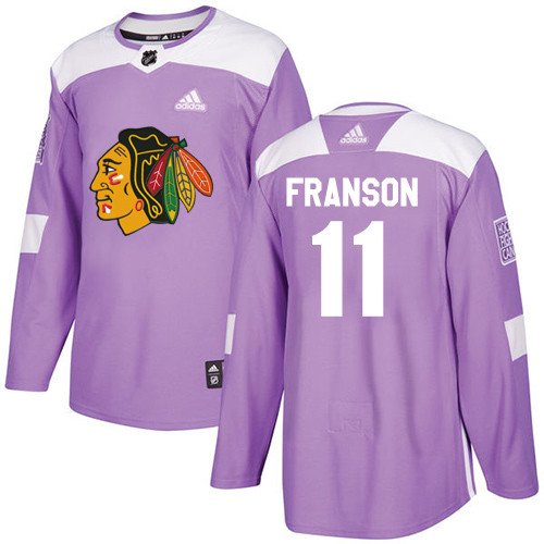Cody Franson Men's Chicago Blackhawks Fights Cancer Purple Jersey
