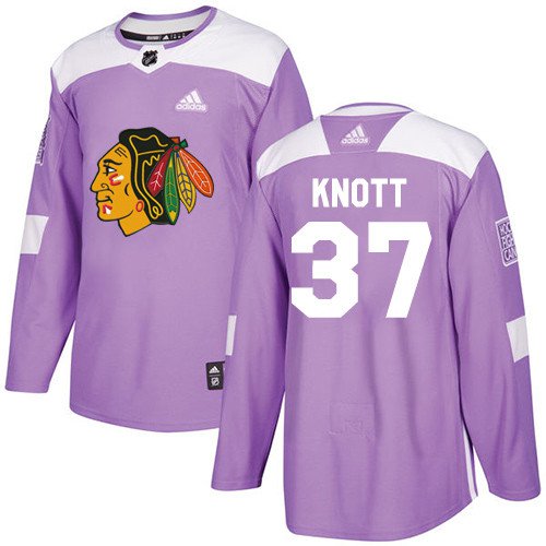 Graham Knott Men's Chicago Blackhawks Fights Cancer Purple Jersey