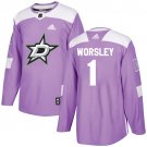 Gump Worsley Men's Dallas Stars Fights Cancer Purple Jersey