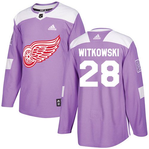 Luke Witkowski Men's Detroit Red Wings Fights Cancer Purple Jersey