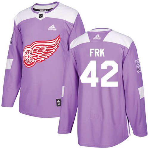 Martin Frk Men's Detroit Red Wings Fights Cancer Purple Jersey