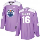 Jujhar Khaira Men's Edmonton Oilers Fights Cancer Purple Jersey