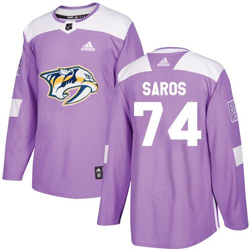 Juuse Saros Men's Nashville Predators Fights Cancer Purple Jersey