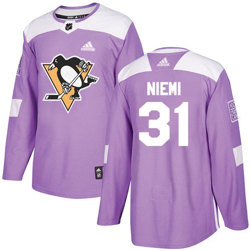 Antti Niemi Men's Pittsburgh Penguins Fights Cancer Purple Jersey