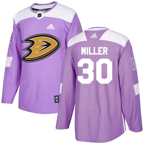Ryan Miller Men's Anaheim Ducks Fights Cancer Purple Jersey