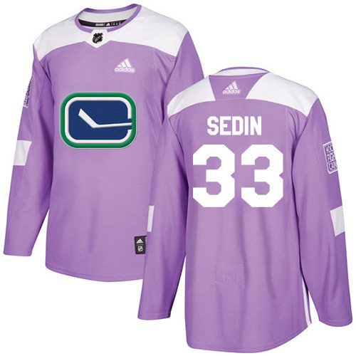 Henrik Sedin Men's Vancouver Canucks Fights Cancer Purple Jersey