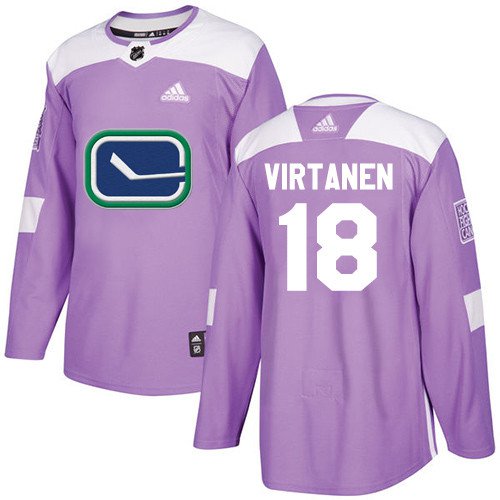 Jake Virtanen Men's Vancouver Canucks Fights Cancer Purple Jersey