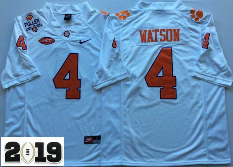 2019 CHAMPIONSHIP Clemson Tigers 4 Deshaun Watson White Stitched Football Jersey