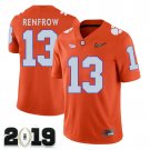 2019 CHAMPIONSHIP Clemson Tigers #13 Hunter Renfrow Orange Stitched Football Jersey