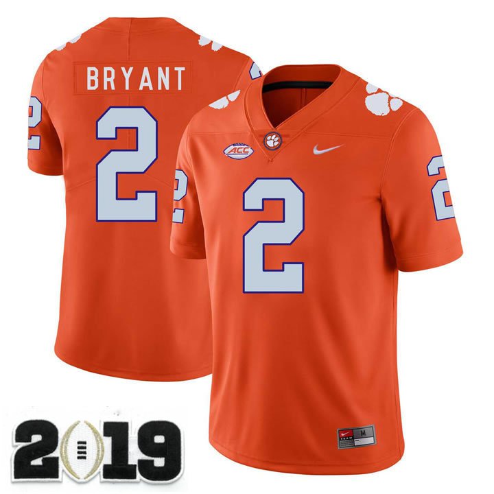 2019 CHAMPIONSHIP Clemson Tigers 2 Kelly Bryant Orange Stitched Football Jersey