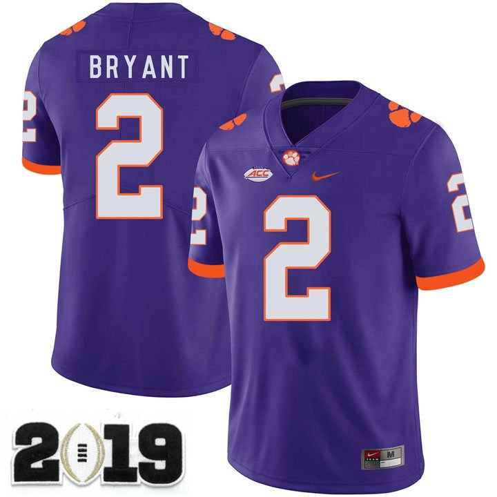 2019 CHAMPIONSHIP Clemson Tigers 2 Kelly Bryant Purple Stitched Football Jersey