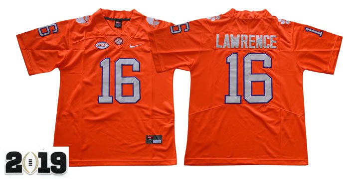 2019 CHAMPIONSHIP Clemson Tigers 16 Trevor Lawrence Orange Stitched Football Jersey