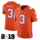 2019 CHAMPIONSHIP Clemson Tigers 3 Artavis Scott Orange Stitched Football Jersey
