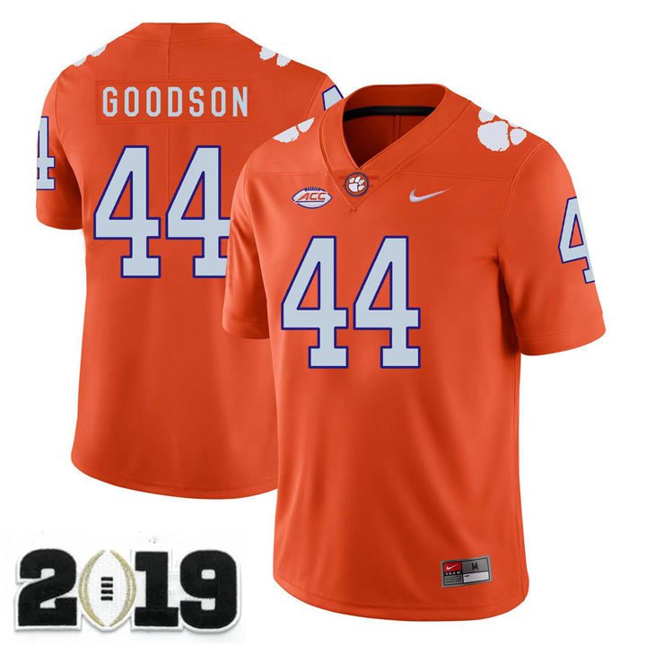 2019 CHAMPIONSHIP Clemson Tigers 44 B.J. Goodson Orange Stitched Football Jersey
