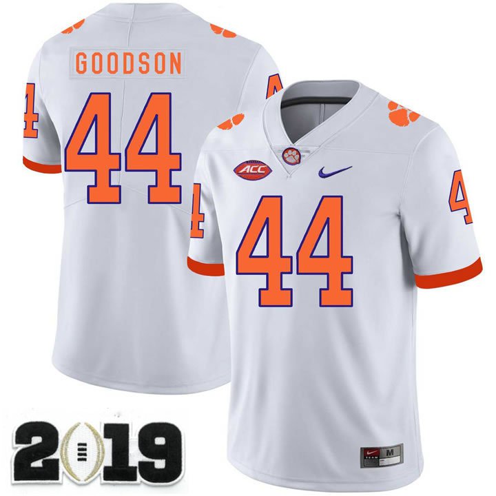 2019 CHAMPIONSHIP Clemson Tigers 44 B.J. Goodson White Stitched Football Jersey