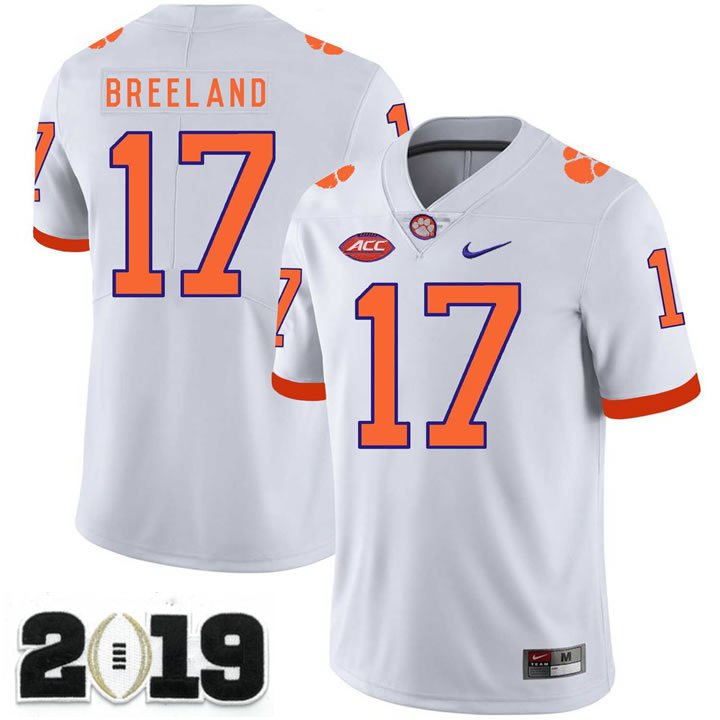 2019 CHAMPIONSHIP Clemson Tigers 17 Bashaud Breeland White Stitched Football Jersey