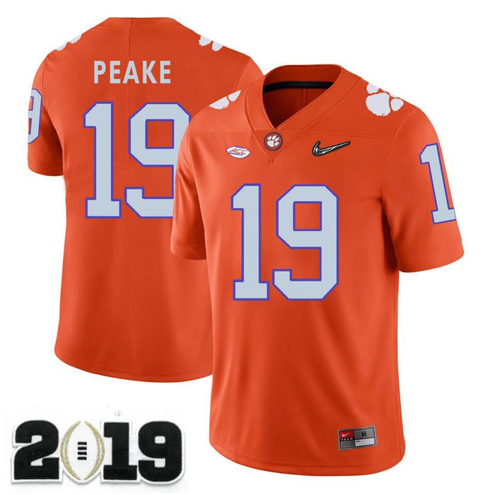 2019 CHAMPIONSHIP Clemson Tigers #19 Charone Peake Orange Stitched Football Jersey