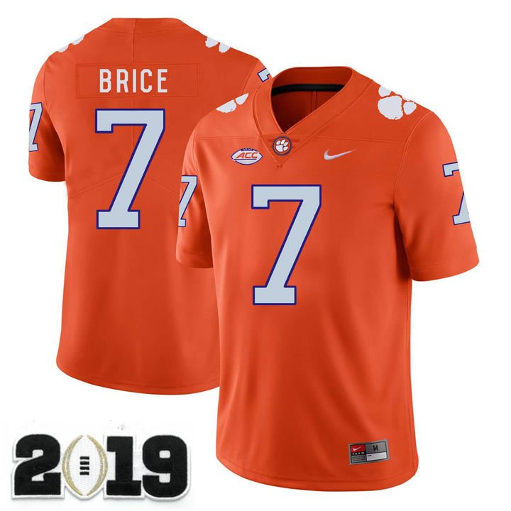 2019 CHAMPIONSHIP Clemson Tigers 7 Chase Brice Orange Stitched Football Jersey