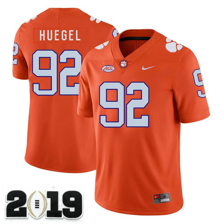 2019 CHAMPIONSHIP Clemson Tigers 92 Greg Huegel Orange Stitched Football Jersey