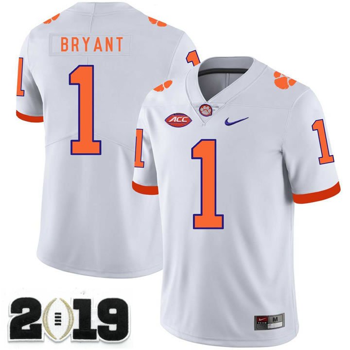2019 CHAMPIONSHIP Clemson Tigers 1 Martavis Bryant White Stitched Football Jersey