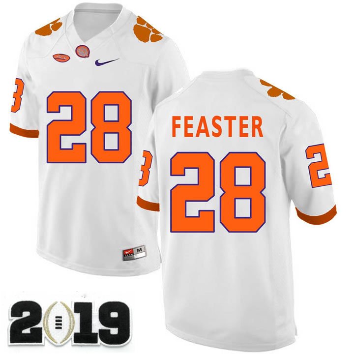 2019 CHAMPIONSHIP Clemson Tigers 28 Tavien Feaster White Stitched Football Jersey