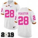 2019 CHAMPIONSHIP Clemson Tigers 28 Tavien Feaster White Pink Font Stitched Football Jersey