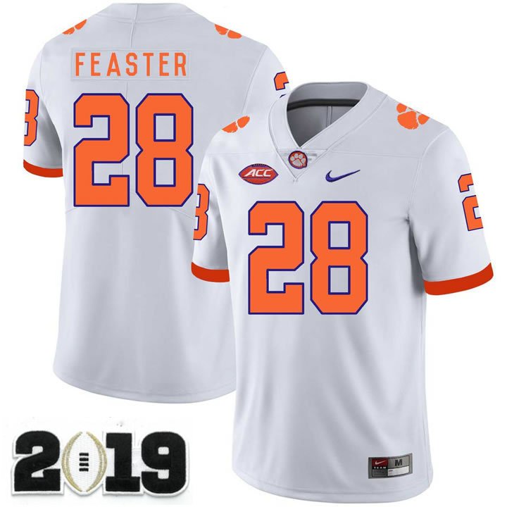 2019 CHAMPIONSHIP Clemson Tigers 28 Tavien Feaster White Stitched Football Jersey