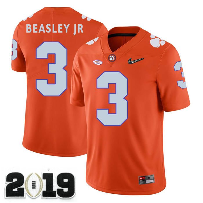 2019 CHAMPIONSHIP Clemson Tigers #3 Vic Beasley Jr. Orange Stitched Football Jersey