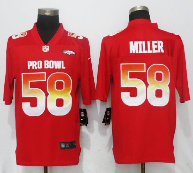 2019 Pro Bowl Broncos #58 Von Miller AFC Stitched Jersey - Red