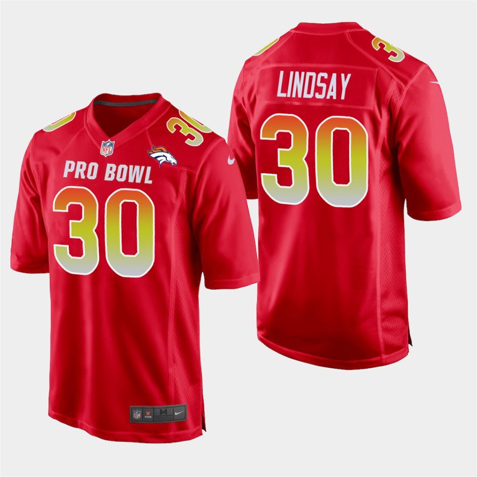 2019 Pro Bowl Denver Broncos #30 Phillip Lindsay AFC Stitched Jersey - Red